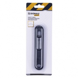 Univerzális kés, cserélhető pengével, 18 mm, DONAU "Safety", fekete